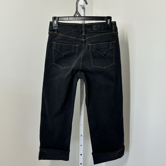 Christopher Blue Stretch Black Denim Cropped Straight Capris Women Size 8 - Picture 2 of 10